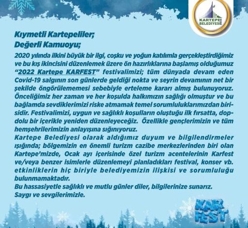 Kartepe Belediyesi'nden KARFEST 2022 Festivali Açıklaması