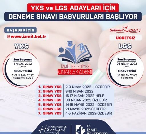Çınar Akademi’nin ücretsiz deneme sınavı başvuruları için son gün