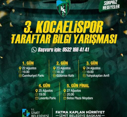 3. Geleneksel Kocaelispor Taraftar Bilgi Yarışması başlıyor!