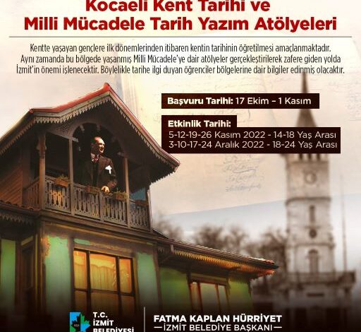Kocaeli Kent Tarihi ve Milli Mücadele Tarih Yazım Atölyeleri için başvurular başlıyor!