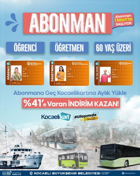 Abonman indirimli kart uygulaması 1 Mart’ta başlıyor