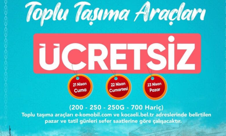 Bayramda 3 gün boyunca ücretsiz ulaşım