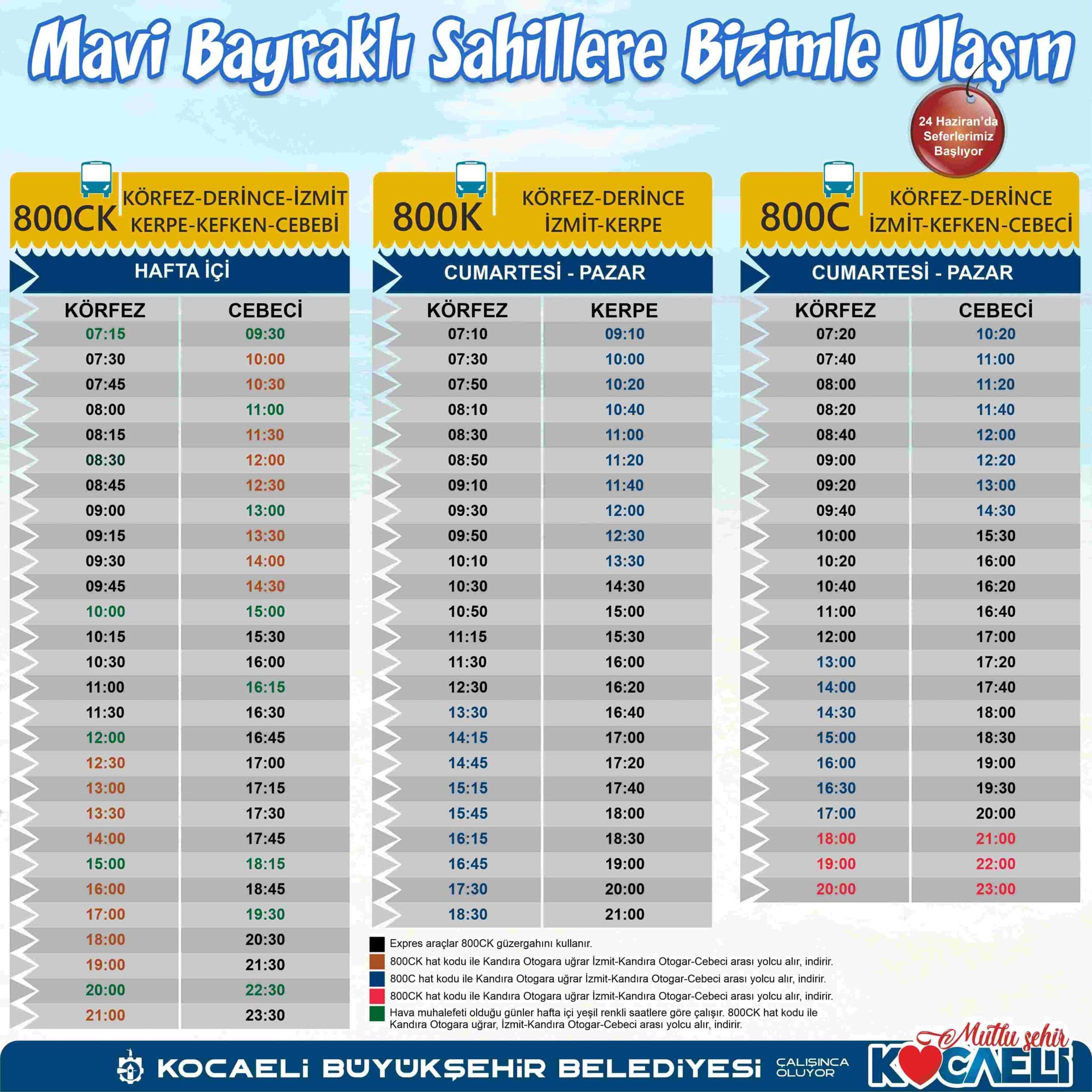 800CK seferleri 24 Haziran’da başlıyor