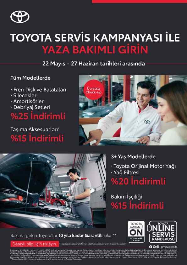 TOYOTA Servis Bakım Kampanyasında Son Gün 27 Haziran