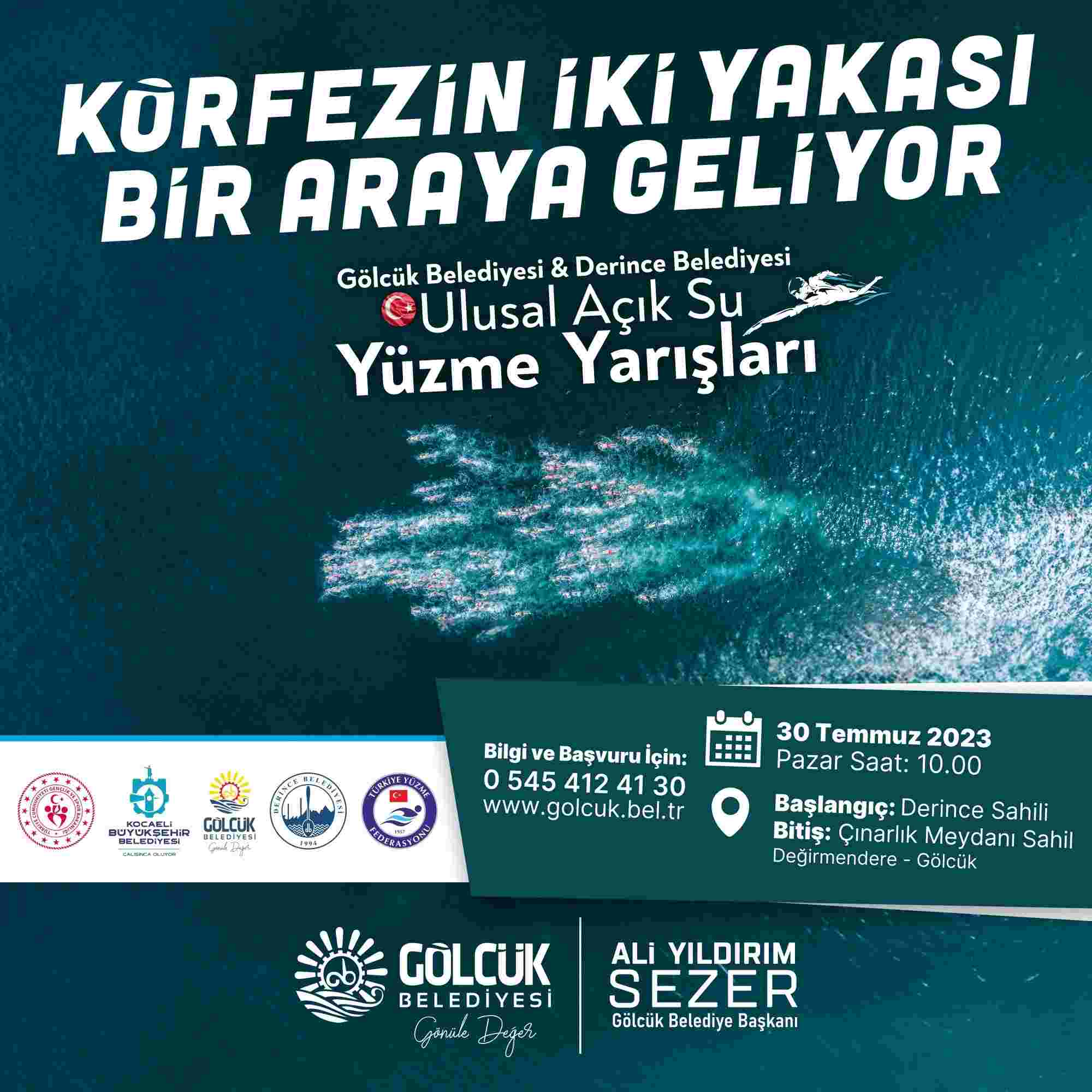 Ulusal Açık Su Yüzme Yarışları; bu yıl Derince ile Değirmendere arasında düzenlenecek.