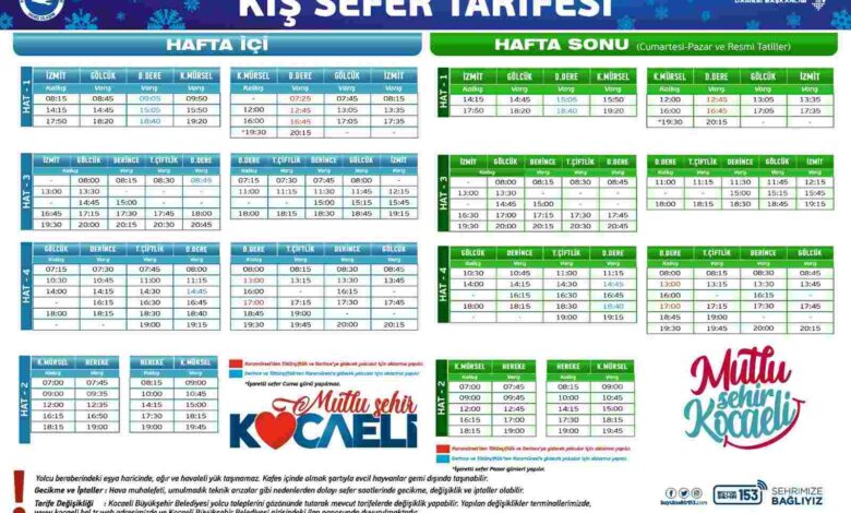 Deniz ulaşımında kış tarifesi başlıyor