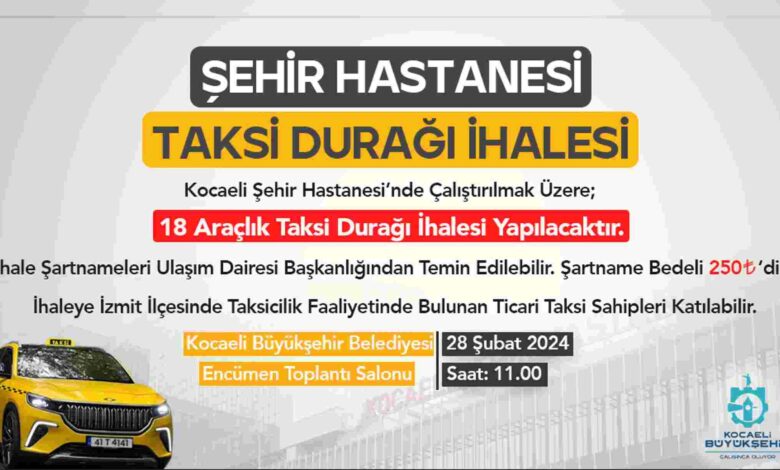 Şehir Hastanesi için 18 araçlık taksi ihalesi
