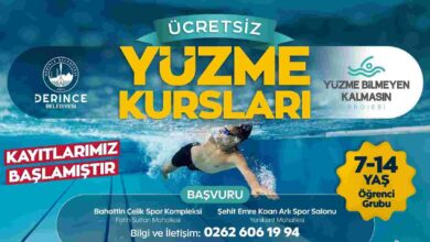 Derince'de Ücretsiz Yüzme Kursları Başlıyor