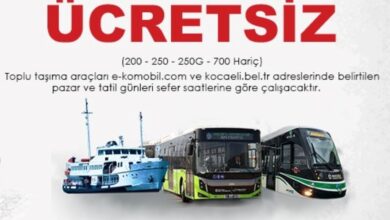 29 Ekim’de ulaşım ücretsiz