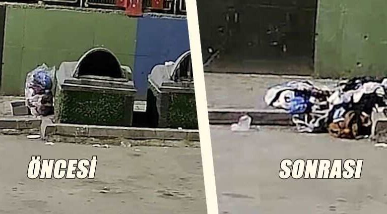 İzmit’te çöpleri bilinçli olarak saçan şahıs kameraya yakalandı!