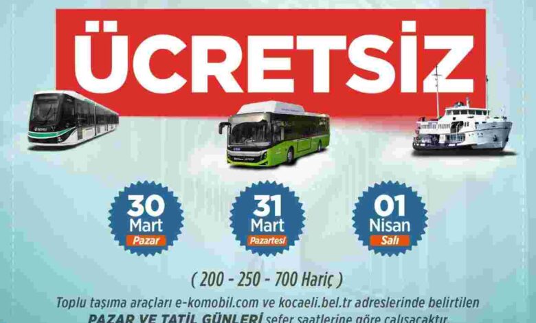 Bayram boyunca ulaşım ücretsiz