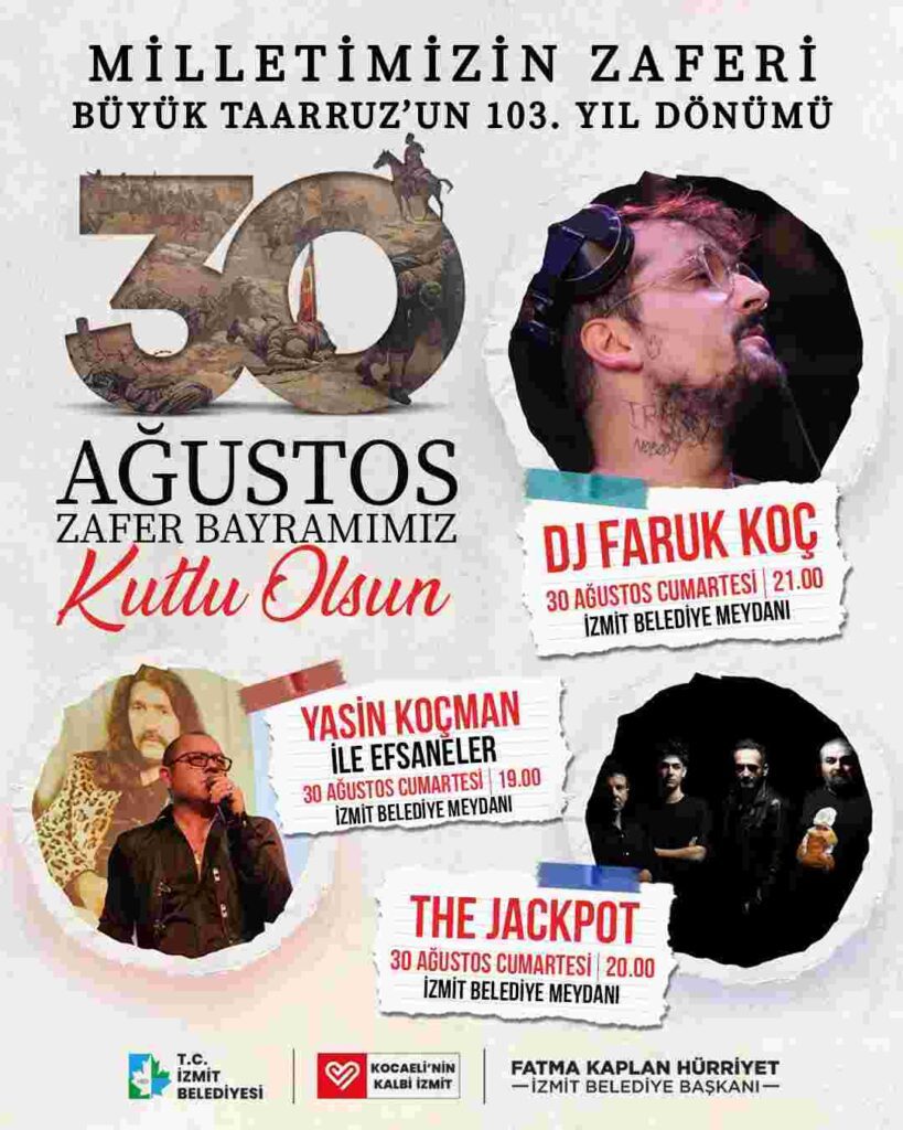 Zafer Bayramı’nın 103. yılı İzmit’te renkli etkinliklerle kutlanacak