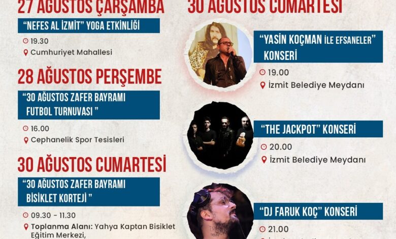 Zafer Bayramı’nın 103. yılı İzmit’te renkli etkinliklerle kutlanacak