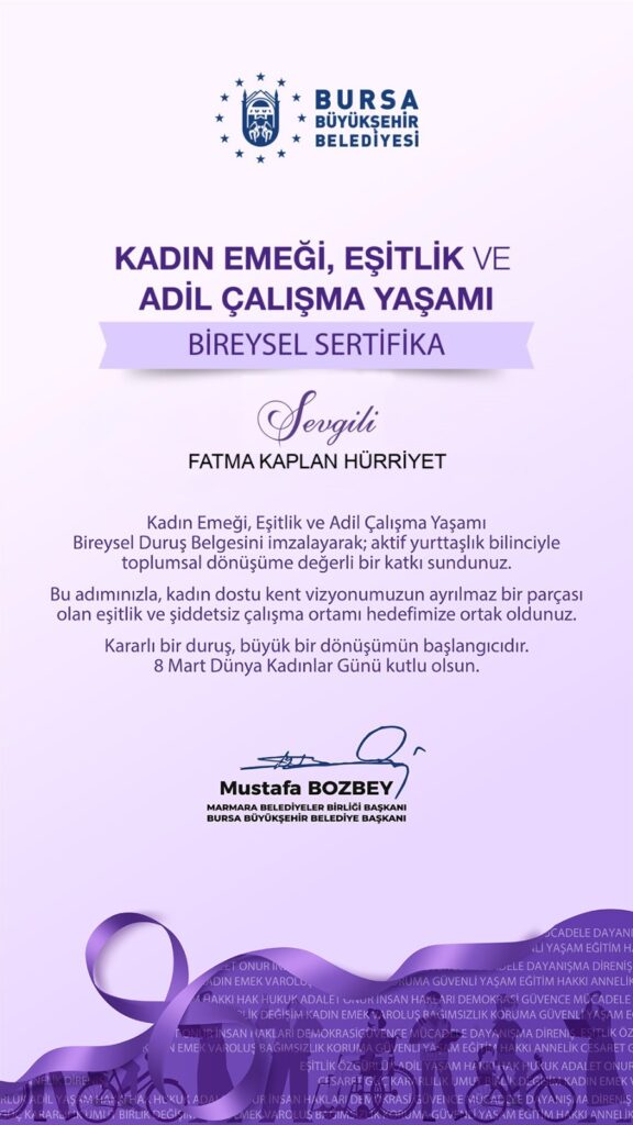 Fatma Başkan’dan kadın emeği ve eşitlik için anlamlı imza