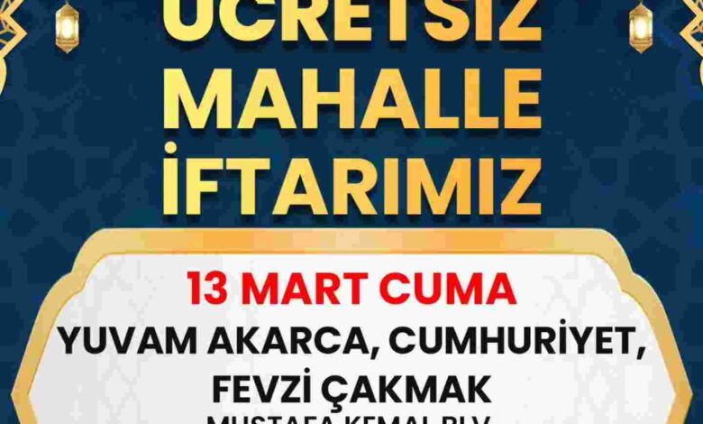 İzmit Belediyesi iki mahallede halk iftarı düzenliyor