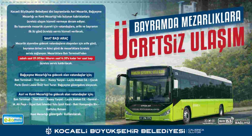 Ramazan Bayramı’nda toplu ulaşım ücretsiz
