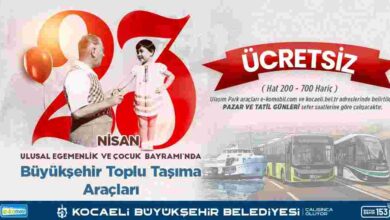 23 Nisan’da Kocaeli’de ulaşım ücretsiz