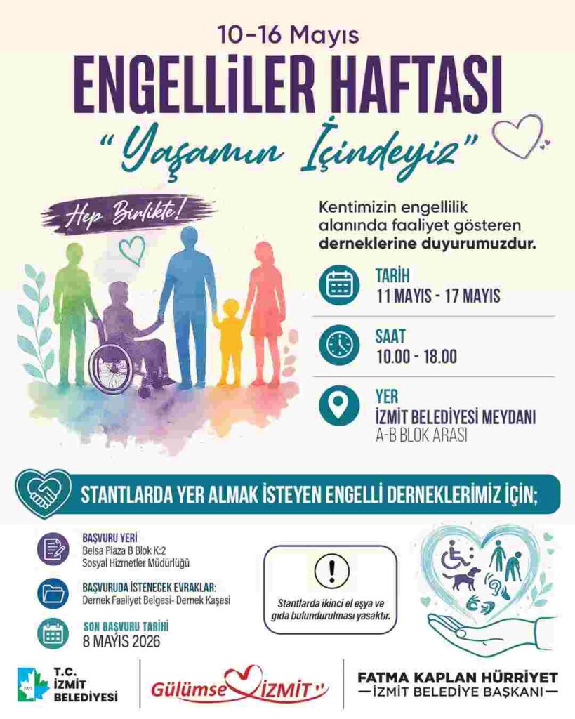 Engelliler Haftası’nda dernekler İzmit Belediye Meydanı’nda buluşacak