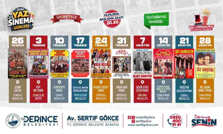 Derince’de Yaz Sinema Günleri Başlıyor