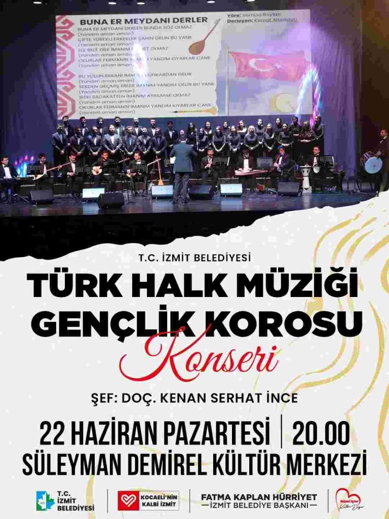 İzmit Belediyesi Türk Halk Müziği Gençlik Korosu sahneye çıkıyor