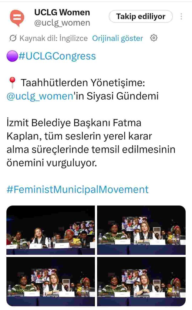 UCLG Women’dan Fatma Başkan paylaşımıUCLG Women’dan Fatma Başkan paylaşımı
