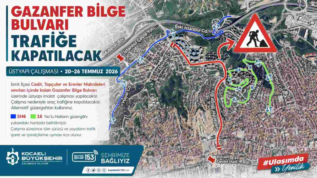 Gazanfer Bilge Bulvarı trafiğe kapatılacak