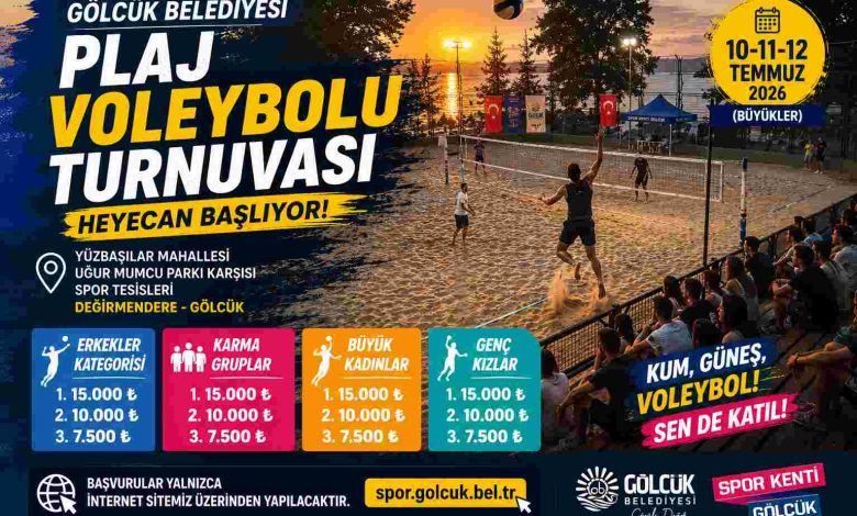 Gölcük Belediyesi tarafından düzenlenen Plaj Voleybolu Turnuvası, 10-12 Temmuz tarihlerinde Değirmendere Sahili'nde gerçekleştirilecek.