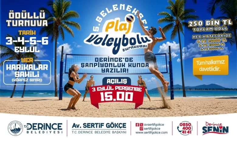 Derince’de Plaj Voleybolu Heyecanı 3 Eylül’de Başlıyor