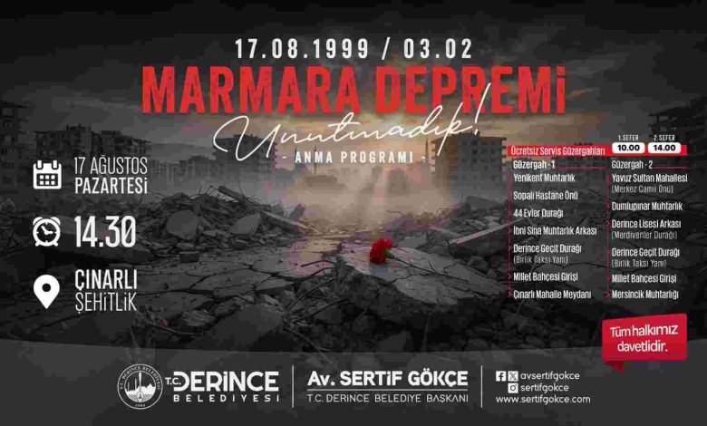 Deprem Şehitleri Derince’de Dualarla Anılacak