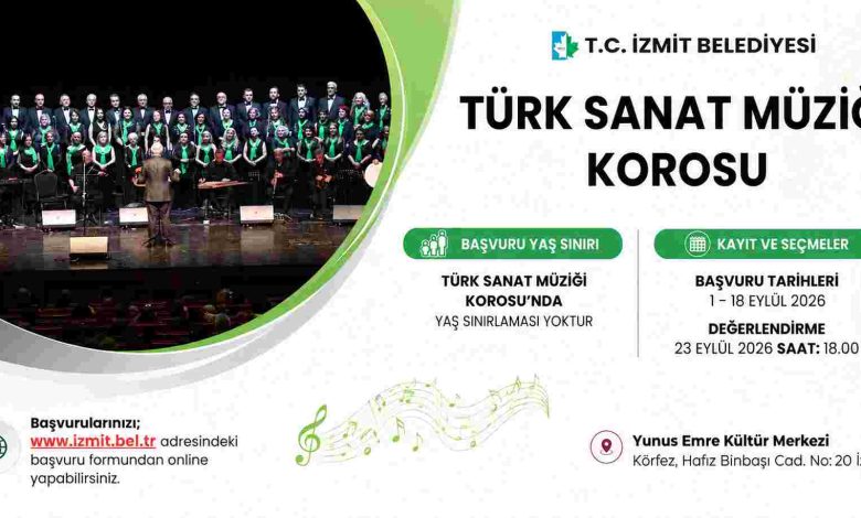 İzmit Belediyesi Türk Sanat Müziği Korosu için başvurular başlıyor