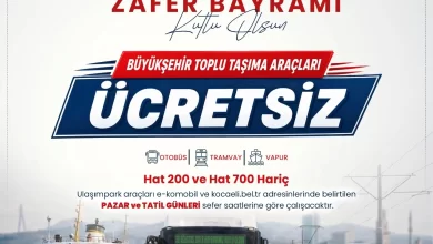 Zafer Bayramı’nda Kocaeli’de ulaşım ücretsiz