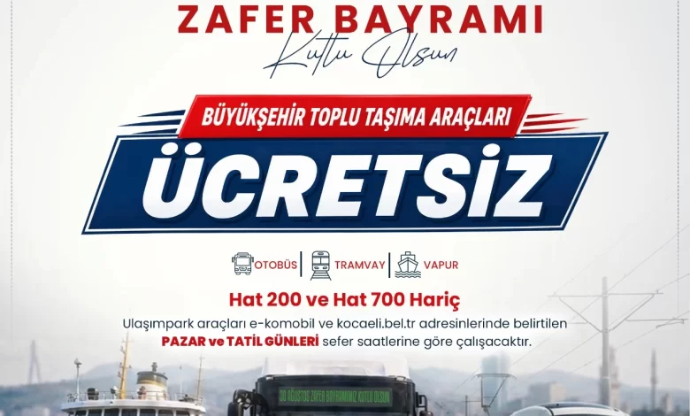 Zafer Bayramı’nda Kocaeli’de ulaşım ücretsiz