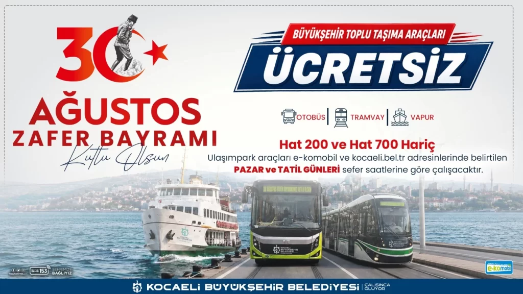 Zafer Bayramı’nda Kocaeli’de ulaşım ücretsiz - görsel 2