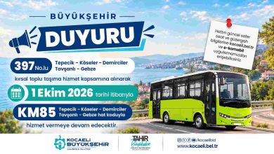 397 No’lu hat KM85 olarak sefer yapacak
