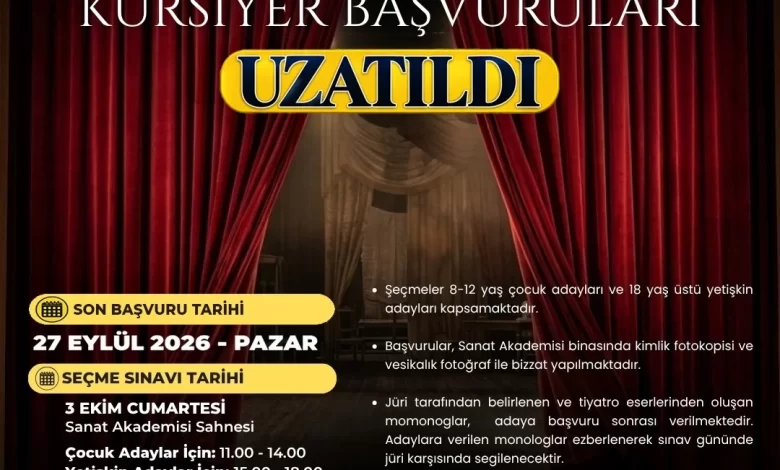 İzmit Belediye Tiyatrosu’nda başvuru süresi uzatıldı