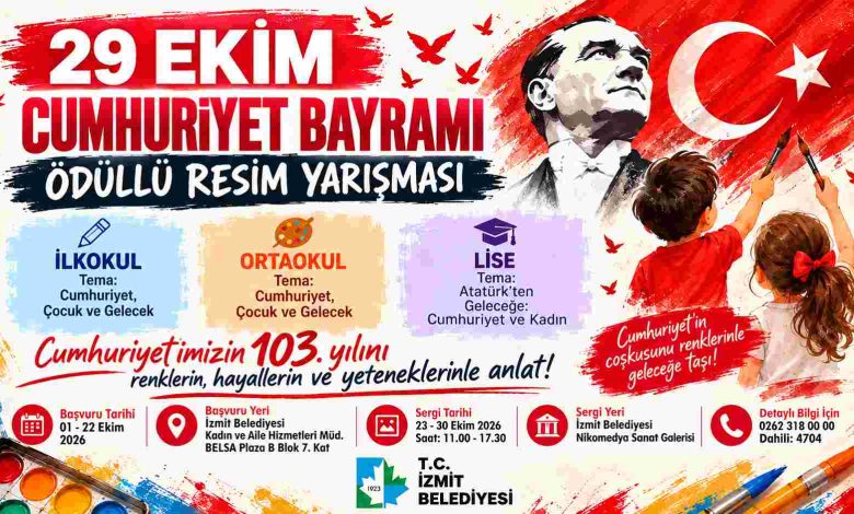 İzmit Belediyesinden öğrencilere 29 Ekim temalı ödüllü resim yarışması