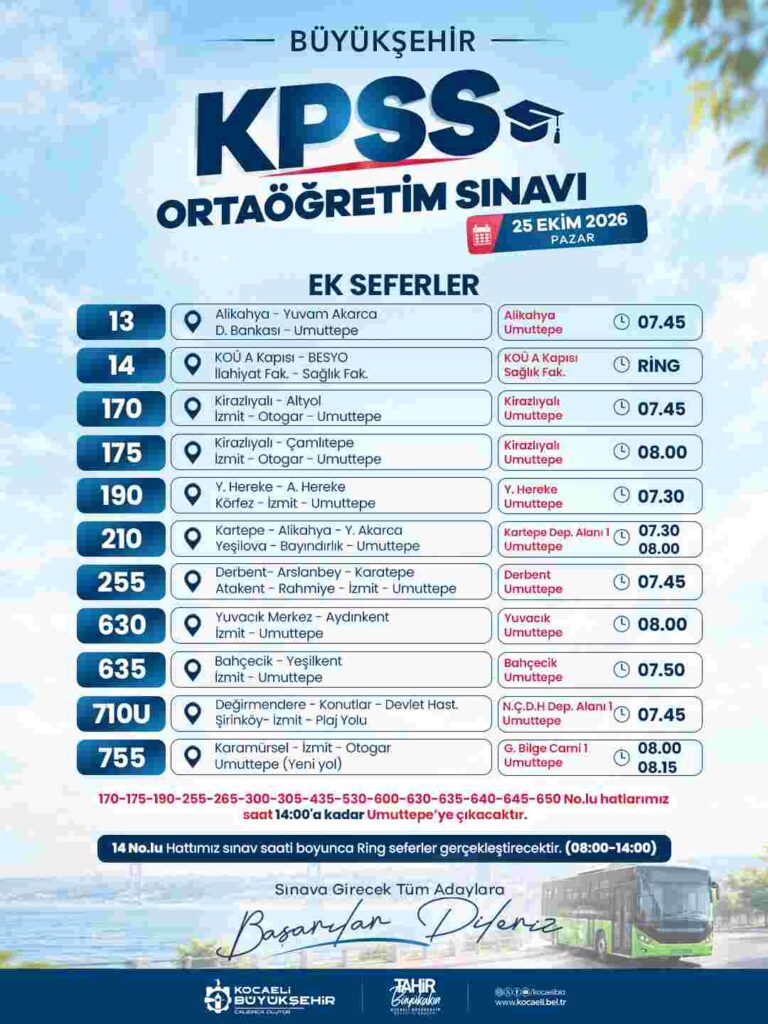Büyükşehir’den KPSS için özel ulaşım planlaması