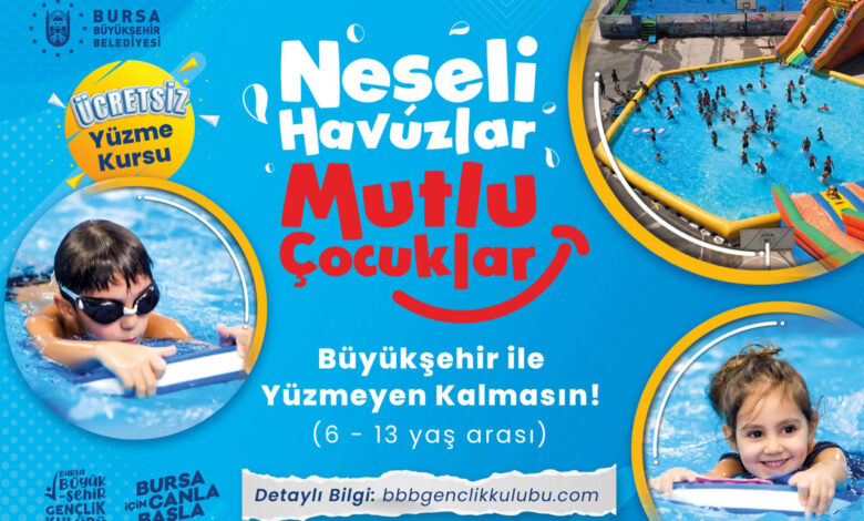 Bursa’da çocuklar portatif havuzda yüzme öğrenecek
