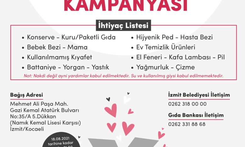 İzmit Belediyesi Sinop ve Bartın için kampanya başlattı