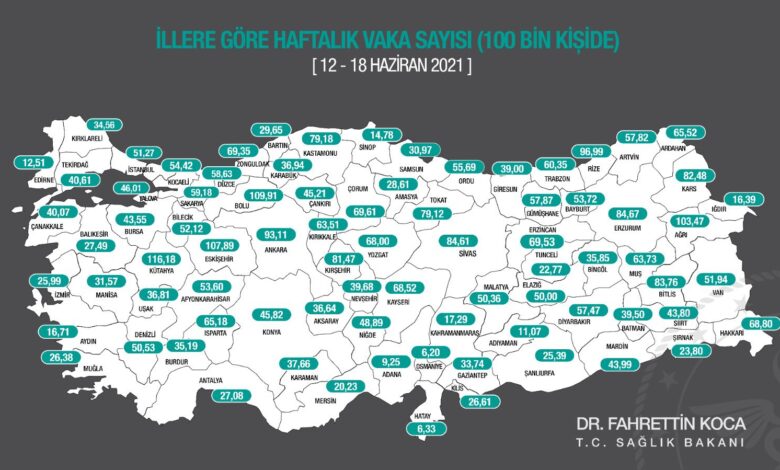 İllerin haftalık vaka sayısı açıklandı