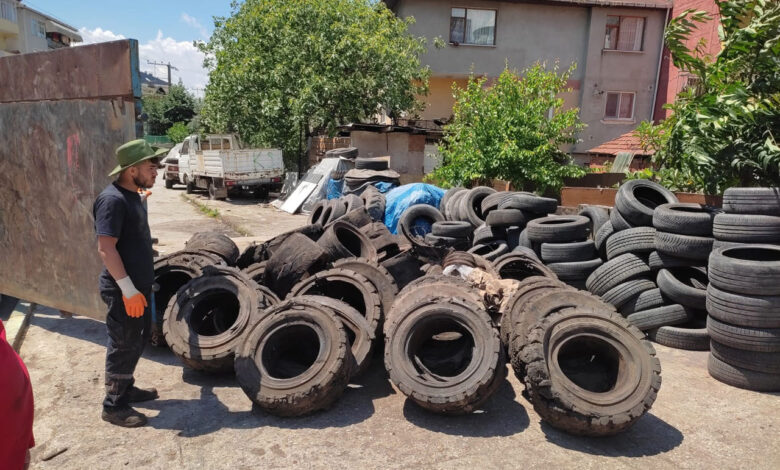 Kocaeli İzmit’te tonlarca lastik geri dönüşüme kazandırıldı