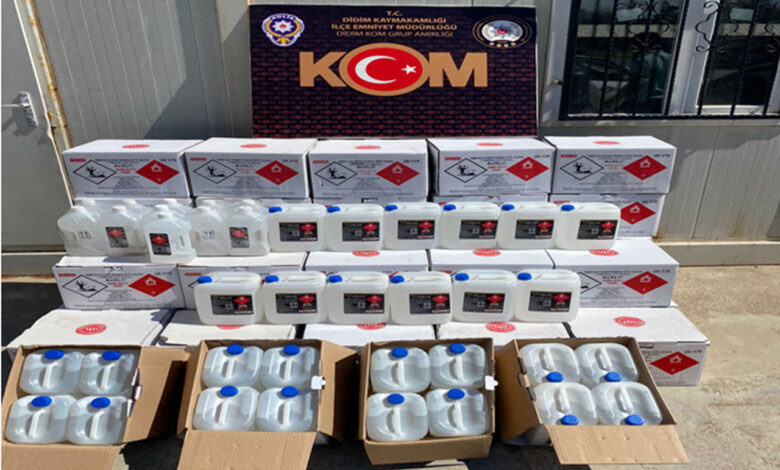Aydın Didim’de 862 litre etil alkol ele geçirildi