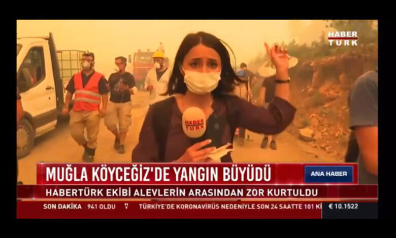 Muğla’da alevler arasında kalan muhabiri Ermaş personeli kurtardı